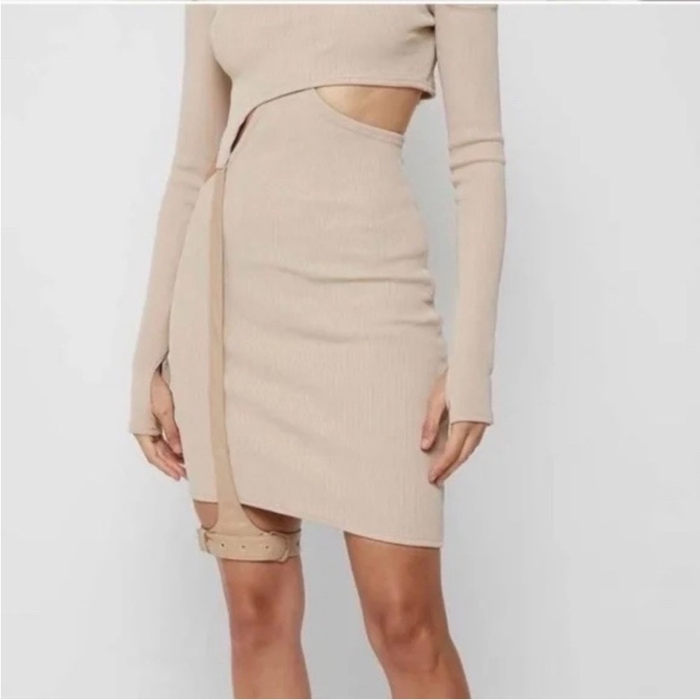 maniere de voir tan ribbed skirt size 8